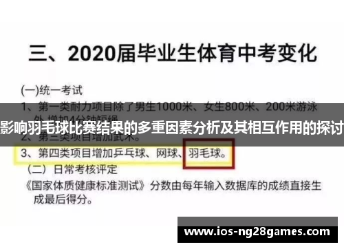 影响羽毛球比赛结果的多重因素分析及其相互作用的探讨